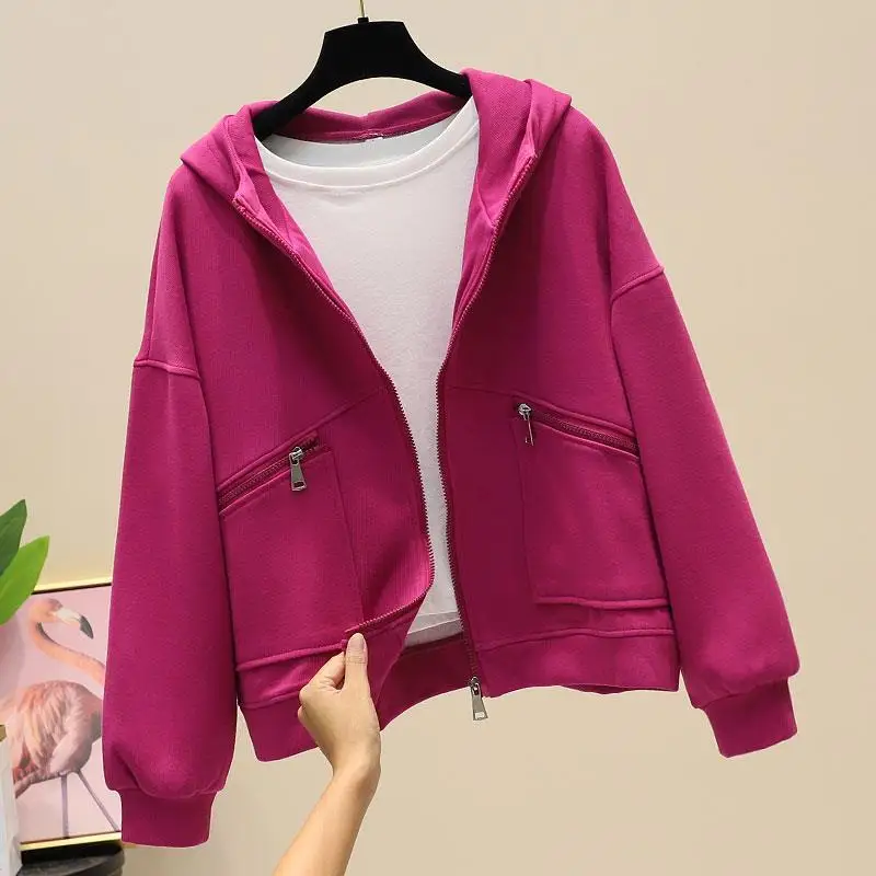 

Hooded Jacket Women's short autumn new loose cap versatile top fashion