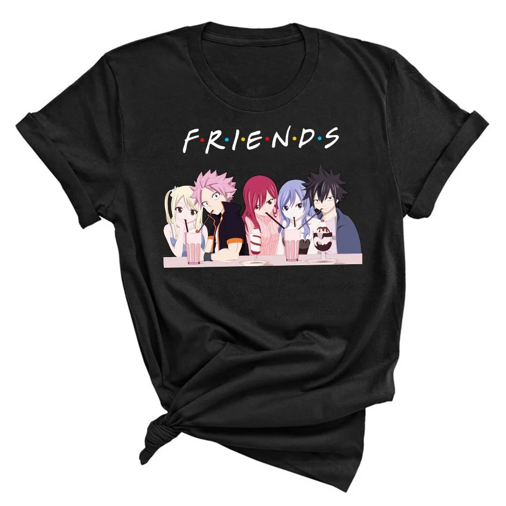 Fairy Tail Friends Printed Round Neck Cotton T-Shirts Cozy Short Sleeves Tops