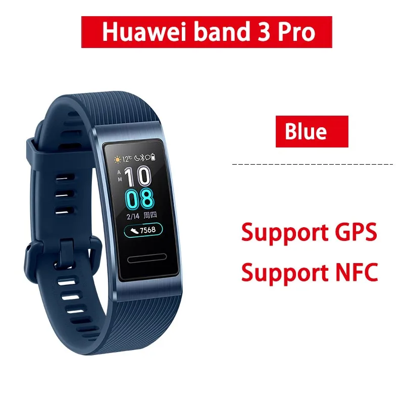 huaweiband 3pro blue Браслет huawei Band 3 Pro B29, фитнес-трекер, умный Браслет, 0,95 дюймов, сенсорный экран, для плавания, монитор сердечного ритма, водонепроницаемый, Bluetooth - Цвет: huaweiband 3pro blue