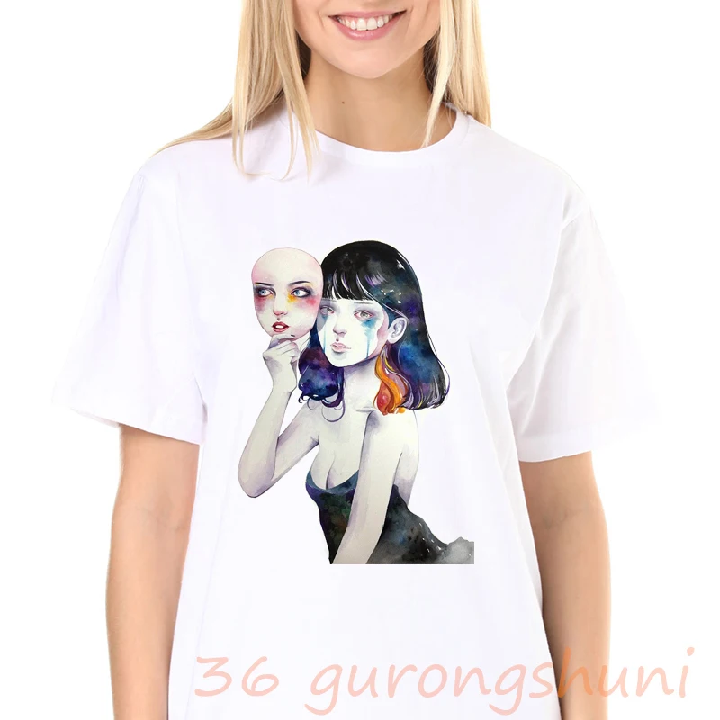 

Летняя модная женская Футболка Harajuku с крутым принтом, Повседневная Уличная Эстетическая футболка, винтажные тонкие удобные футболки футбо...