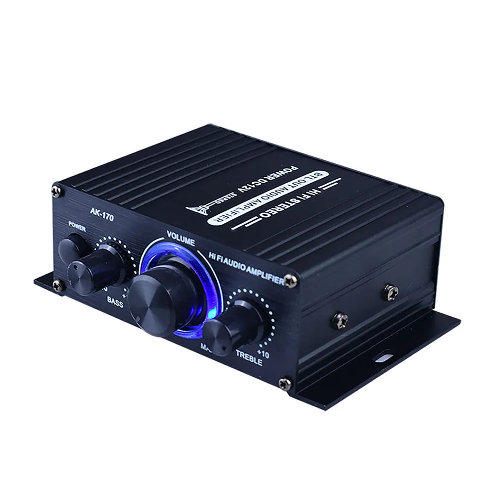 

AK170 12V Mini Audio Stereo Power Amplifier Digital Car Audio Receiver AMP Dual Channel 20W+20W Bass Treble Volume Control Home