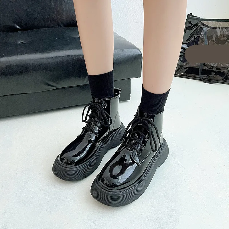 

Женские ботинки до середины икры, белые ботинки с круглым носком, зимняя обувь, низкая обувь в стиле "Лолита", женская черная резиновая обувь,...