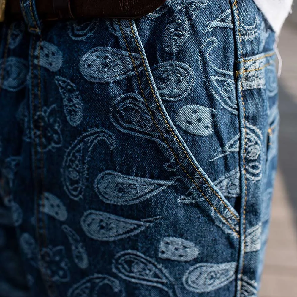 Trendy Men Plus Size Jeans Loose Baggy Casual Denim Pants Straight Trousers Hiphop Harem Jeans Streetwear Men Clothing