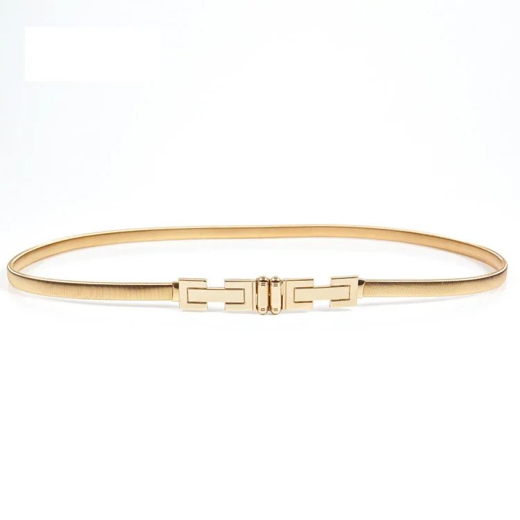 Эластичные ремни золотистой формы для женщин и девушек эластичный тонкий пояс