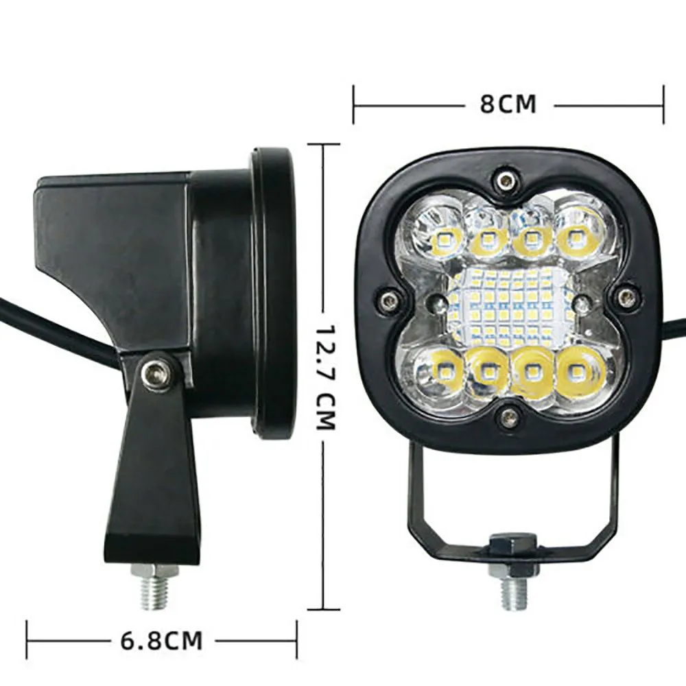 

Square Light 2pcs Spot 6000K Waterproof 60W Work 8cm ATV Bar Headlight