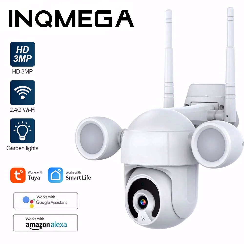 

INQMEGA 3MP FHD Wifi Action Camera Tuya Smart Life Cloud PTZ Dome Outdoor Google Home Alexa Surveillance Security IP CCTV Cam