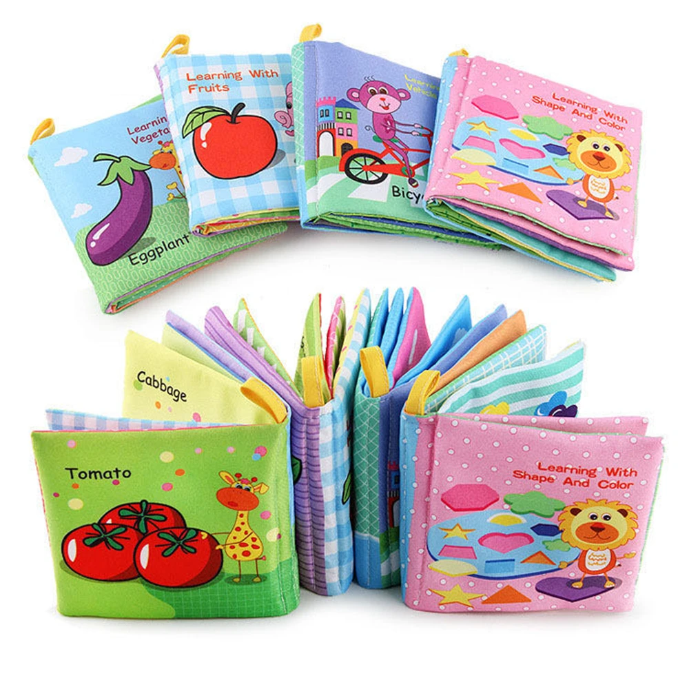 

Soft Cloth Books Rustle Sound Infant Books Baby Books Quiet Books Educational Stroller Rattle Toys for Newborn Baby 0-12 month