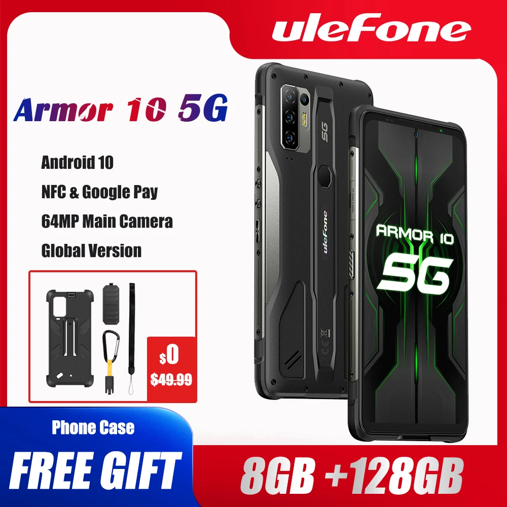 ulefone armor 10 5g rugged mobile phone android 10 8gb 128gb waterproof smartphoneip68 ip69k 6 6764mp camera mobile phones free global shipping