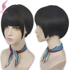 Парик Yiyaobess для женщин, прямой синтетический короткий с челкой, с натуральными волосами, черный, коричневый, Омбре, для высоких температур, 10 дюймов