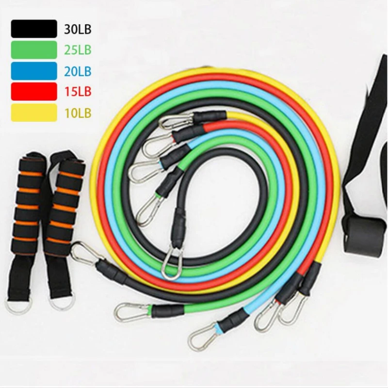 11 Pcs/Set Latex Resistance Bands Crossfit Training Exercise Yoga Tubes Pull Rope Rubber Expander Elastic Fitness with Bag | Спорт и