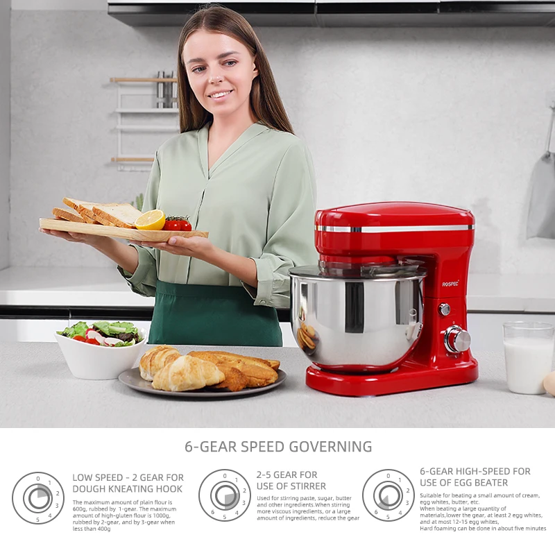Кухонный миксер ROSPEC 6 скоростей 5 л 1200 Вт | Бытовая техника