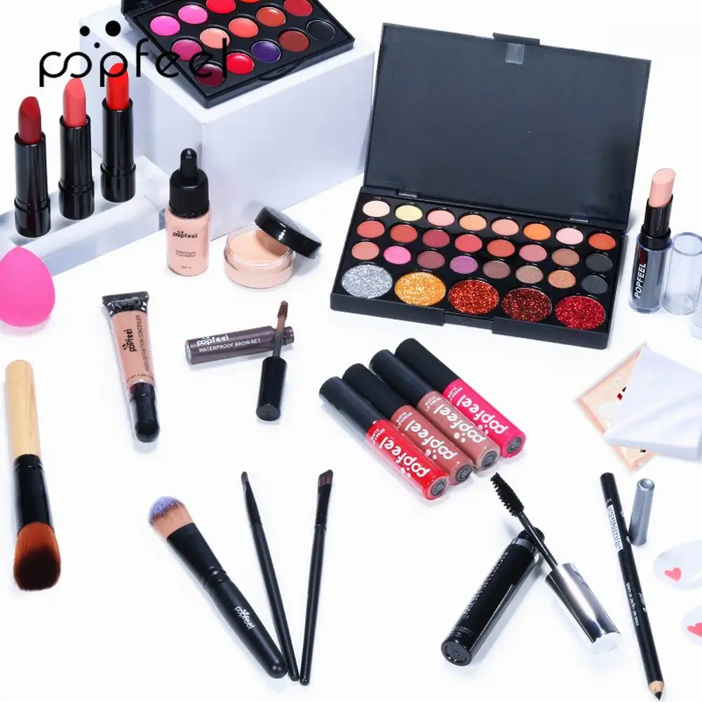 

New MakeUp Sets Cosmetics Kit Eyeshadow Lipstick Eyebrow Pencil Lip Gloss Makeup Brush Powder With Makeup Bag Exquisite Gift Set