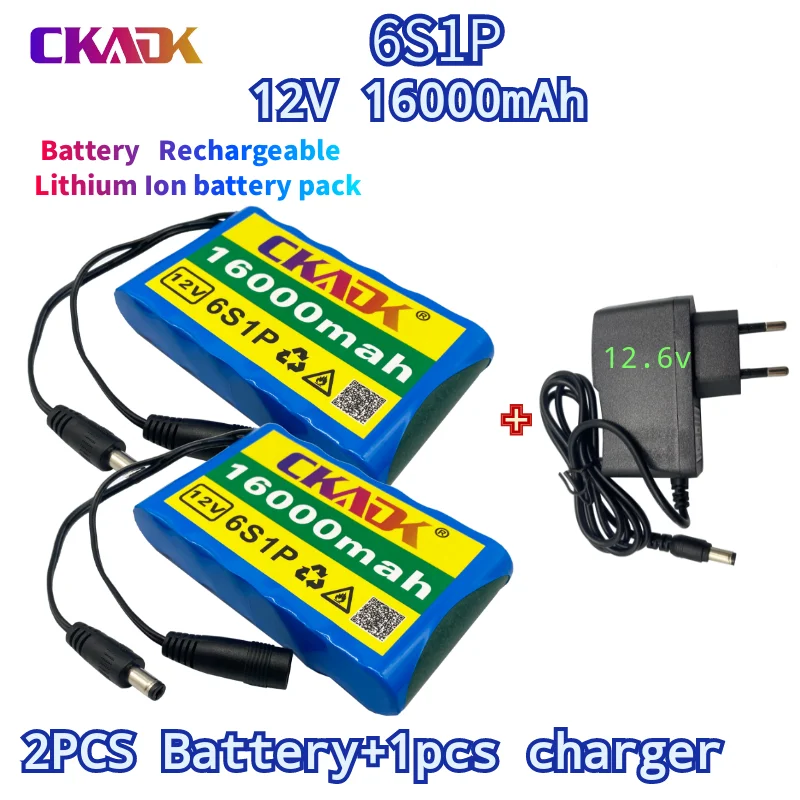 

New original 12V 6S1P 15000mah battery rechargeable lithium-ion battery pack capacity DC 12.6v 15Ah CCTV Cam Monitor + charger