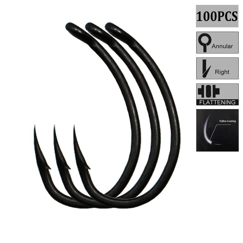 100 шт. с тефлоновым покрытием Карп рыболовные крючки из углеродистой