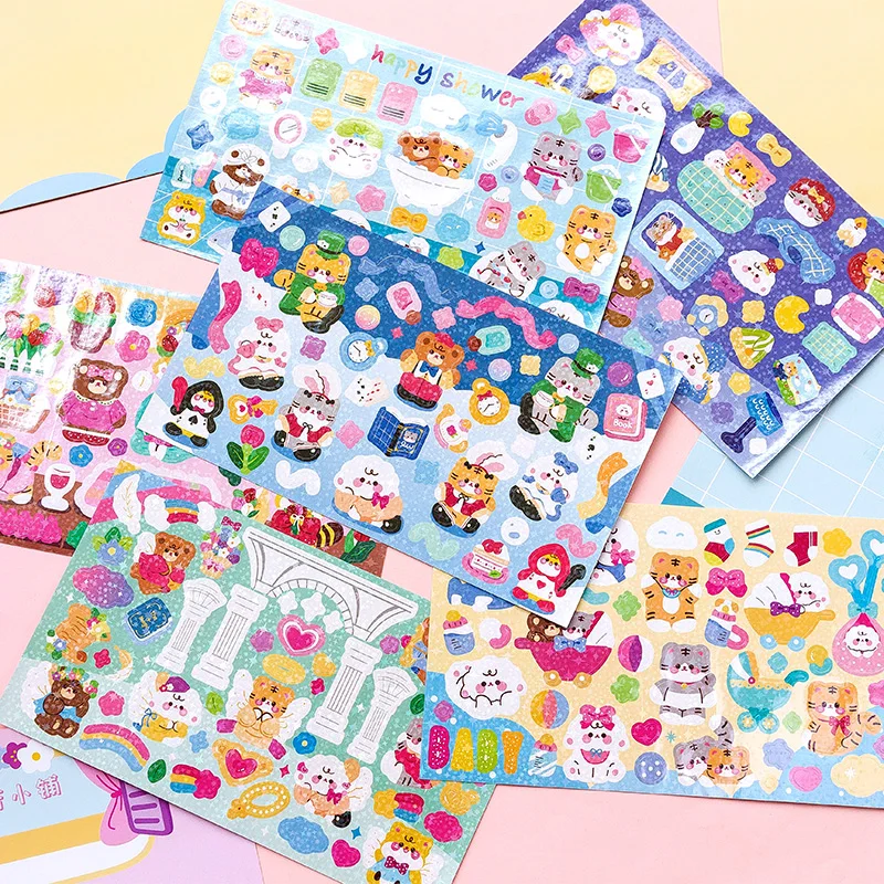 

Cute Bear Laser Decorative Stickers Scrapbooking Diy Stick Label Diary Album Journal Sticker Supplies Kawaii Korean Stationery