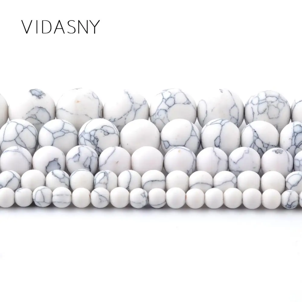 Круглые матовые бусины Howlite для рукоделия из полированного камня изготовления