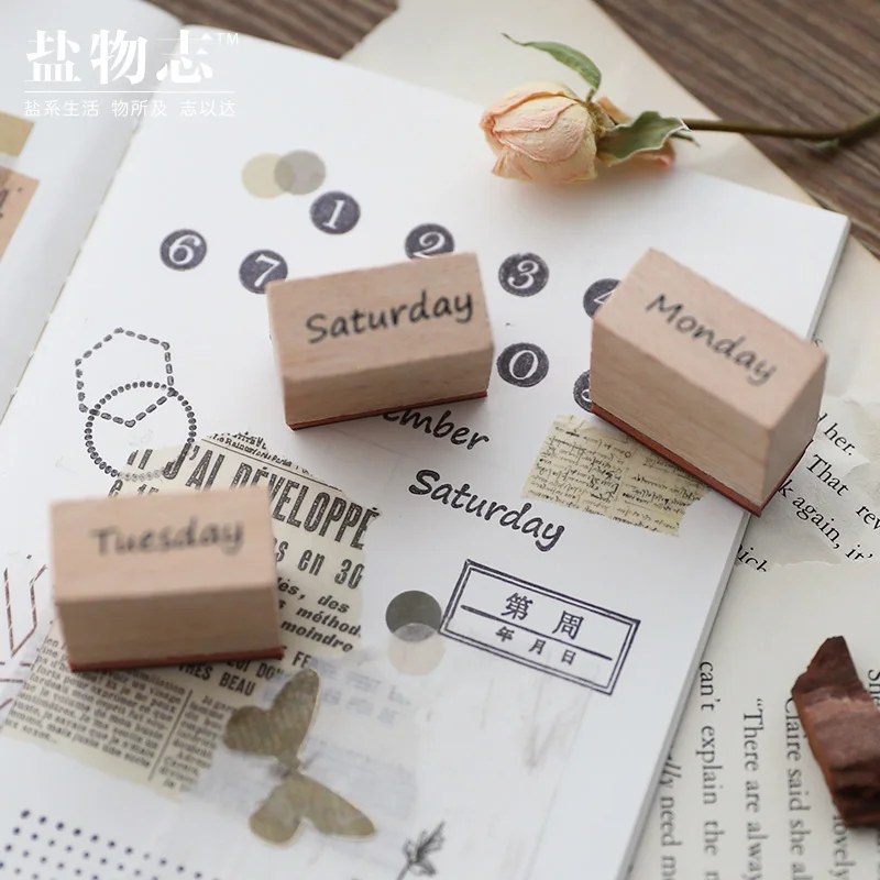 8 шт./компл. винтажный Еженедельный ежедневник штампы DIY деревянные и резиновые