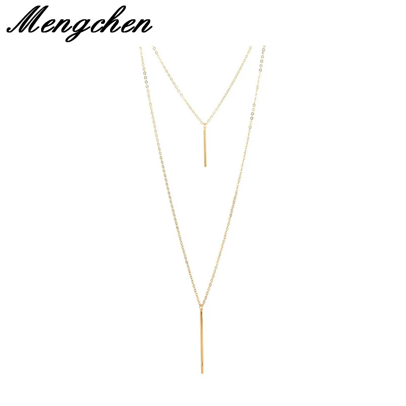 

Bohemian Vintage Multilayer Geometric Alloy Gold Silver Color Long Clavicle Chain Necklace For Women Jewelry