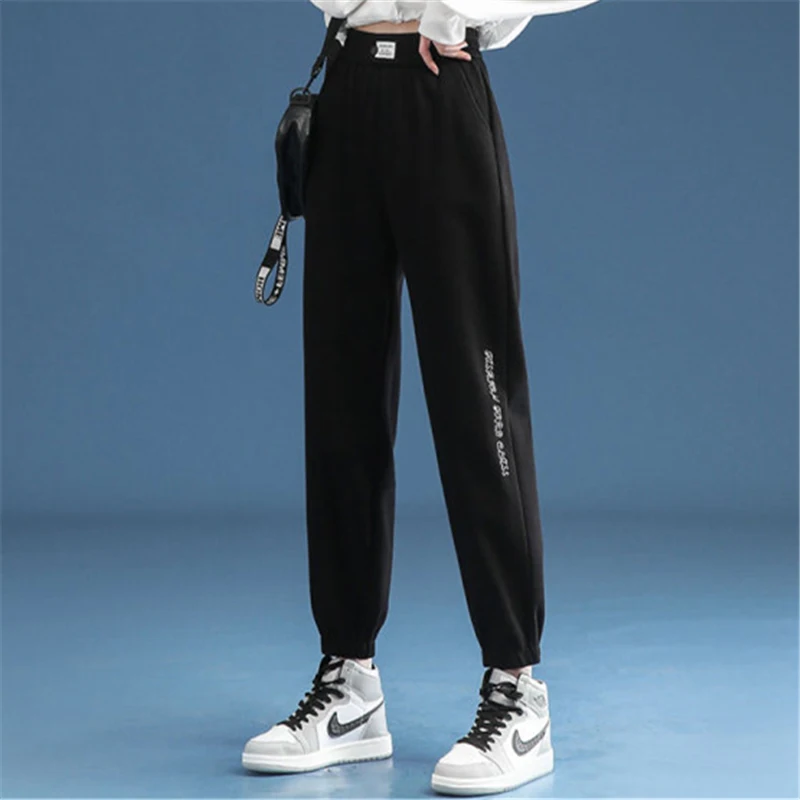 

Hong Kong Style Chic Sports Casual Sweatpants Women's 2021 Trendy Ins High Waist Loose Straight Slimming Versatile Ankle-Banded