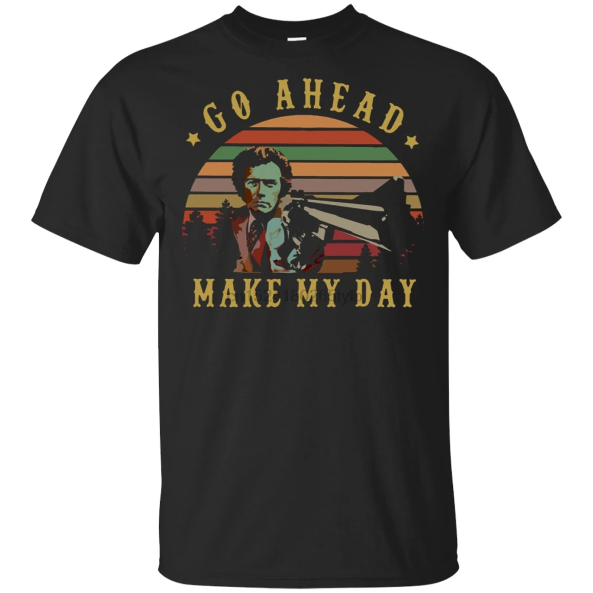 Винтажная Футболка CLINT EASTWOOD GO AHEAD MAKE MY DAY черно темно синяя для мужчин женщин| |