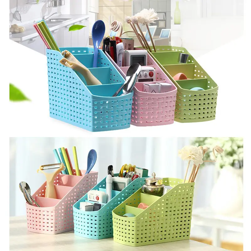 plaited organizer makeup storage box cosmetics desk holder plastic rattan for home office phone remoter four five checks free global shipping
