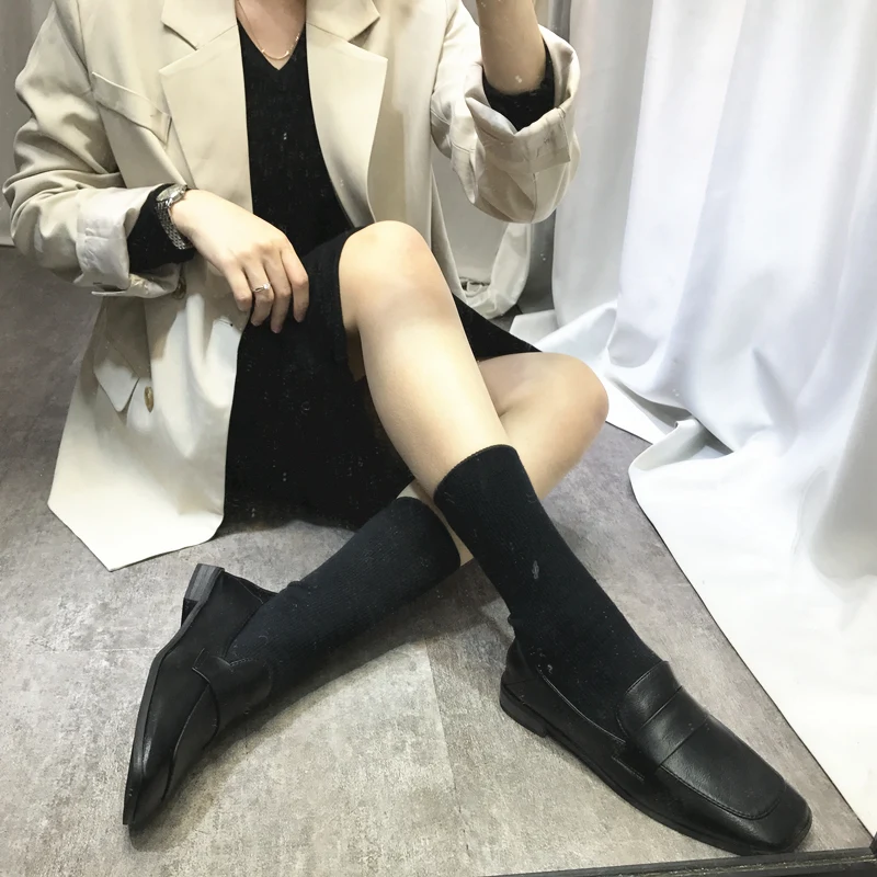 Женские теплые тонкие туфли простые бархатные в британском студенческом стиле с