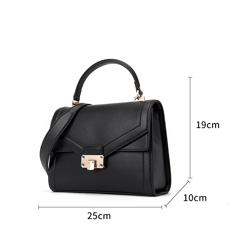 

Classic flap box totes handbag women messenger bag solid color genuine leather black casual crossbody shoulder bag 2020