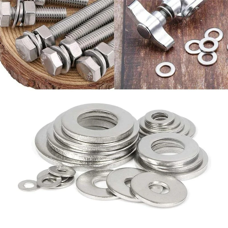 360Pcs Stainless Steel Sealing Solid Gasket Washer Kit M2 M2.5 M3 M4 M5 M6 M8 M10 Sump Plug Oil For General Repair Seal Ring Set |