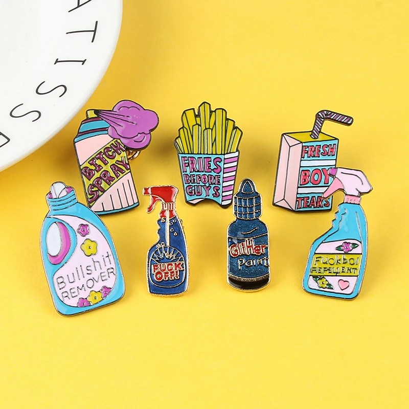 Отталкивающая пуговица фри эмалированная брошь на булавке для моющего средства