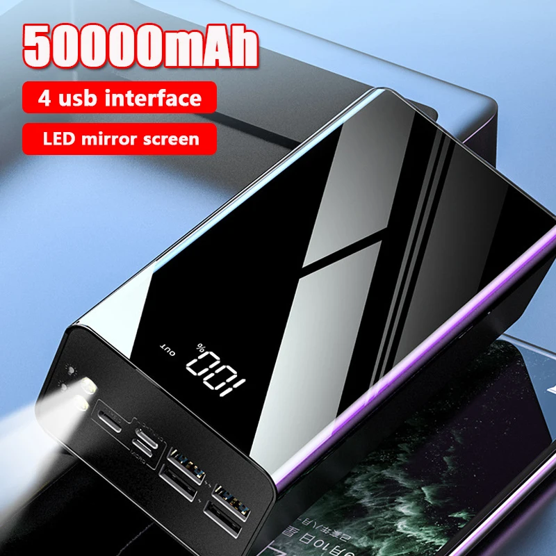 Внешний аккумулятор на 50000 мА · ч с 4 USB портами и светодиодным дисплеем|Зарядные