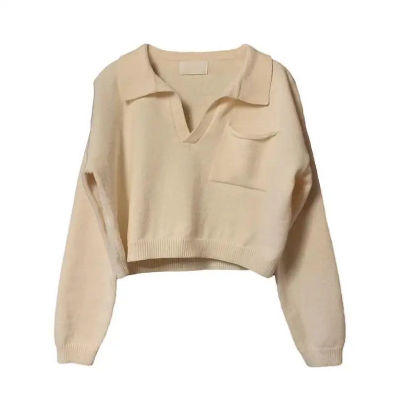 

2020 New Autumn Winter Women Sweater Turn Down Neck Loose Fashion Long Sleeve Female Soild Color Casual Pullovers Tops Kintted