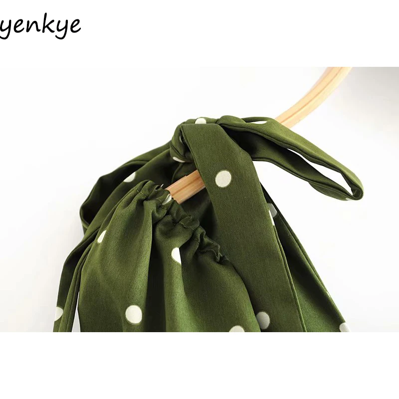 2019 для женщин в винтажном стиле горошек со шнурком Драпированное Платье