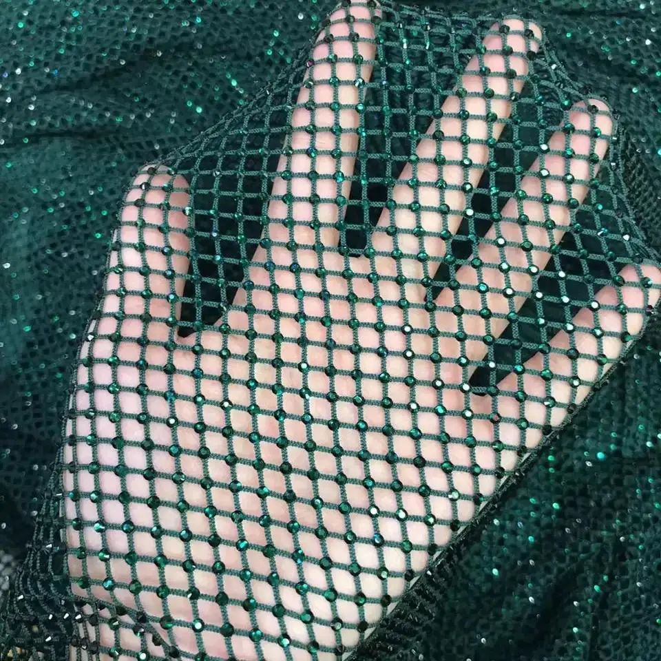 

Nigerian Rhinestone Net Lace Fabric 2021 High Quality Lace With Crystal fabric stones Lace For Dress