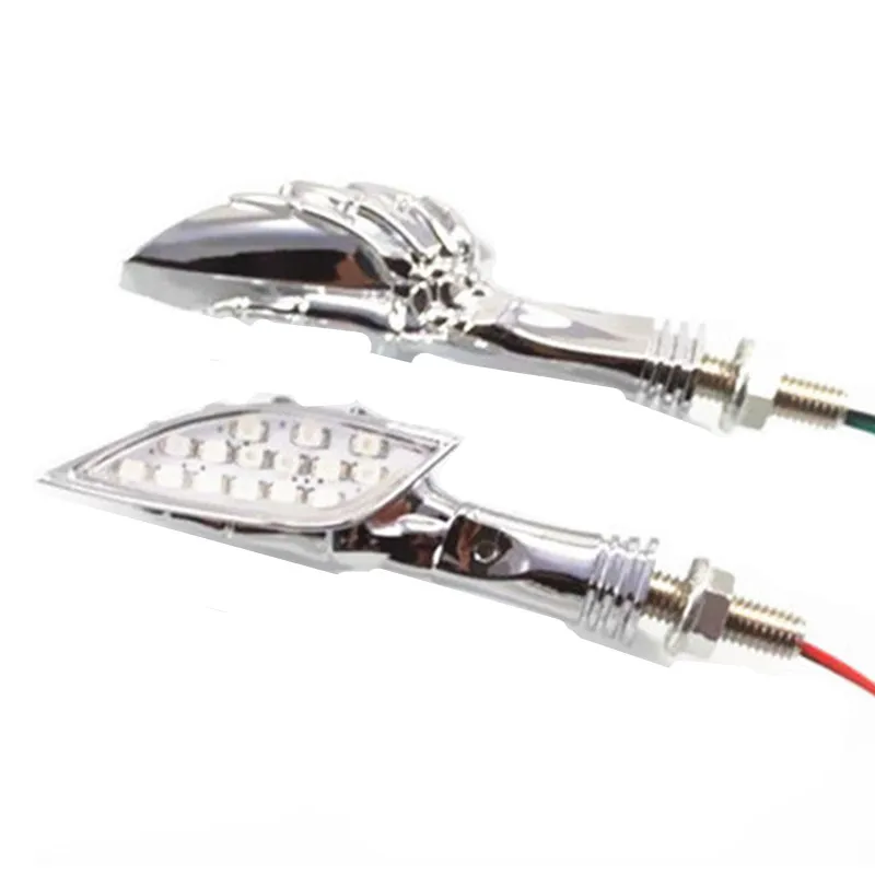 Motorcycle Skull Hand LED Turn Signal Lights Amber Blinker For Harley Honda KTN Touring Dirt bikeScooter Offroad |