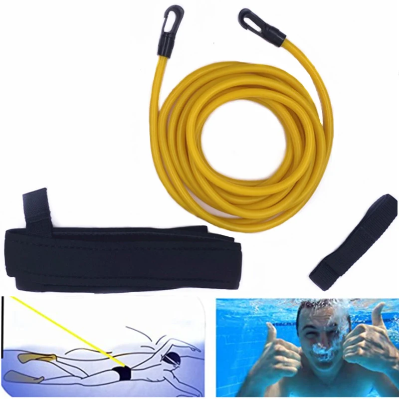 

3M/4M Swim Training Resistance Band Safety Latex Rope with Neoprene Belt for Tether Pool Swimming Exercise Fitness Equipment