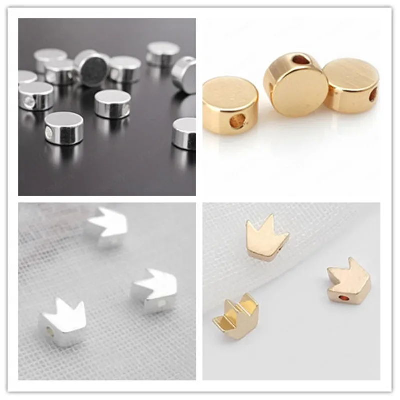 Малый размер медные Гладкие объемные бусины для лица/бусины в форме короны