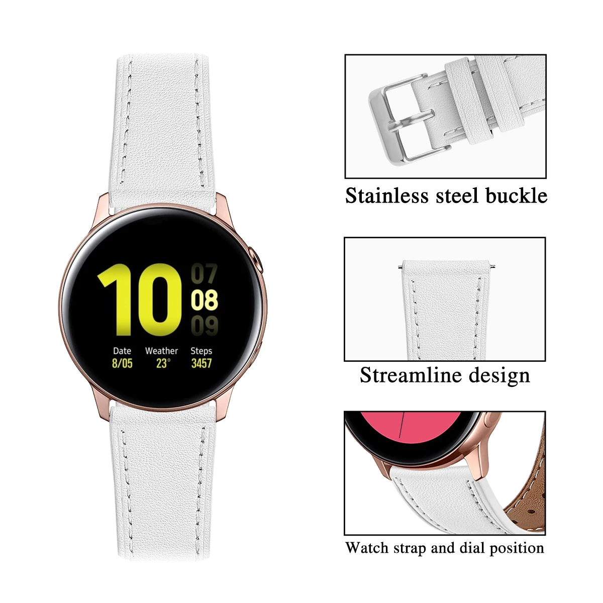Для samsung Galaxy Watch Active 2 кожаный ремешок 20 мм высококлассный верхний слой из натуральной кожи дышащий сменный Браслет