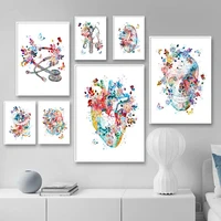flower organ paintings on the wall human body anatomy canvas painting medical educational posters and prints room decor wall art