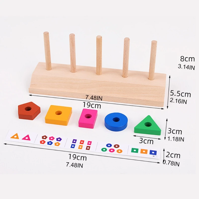 

4XBC Board Game Shape Matching Toy Wooden Stacking Block for Kids Brain Development