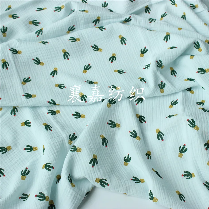 

New Cactus Double-Layer Cotton Crepe Bubble Gauze Children's Clothing Fabric