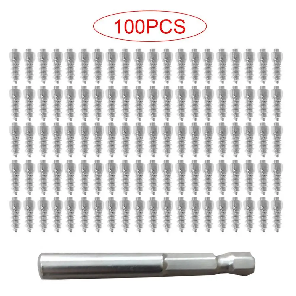 

100 Pcs Non-Slip Tungsten Steel Nails Wheel Nails Durable Tire Boltsbolts For Tires Premium Car Atv Winter Emergency