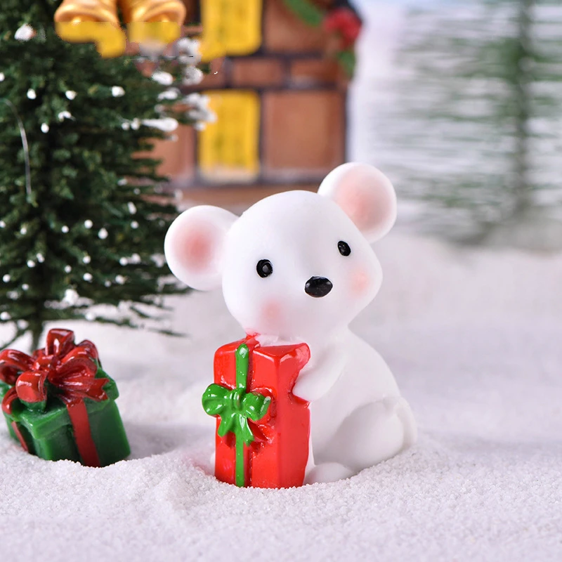 Рождественская милая маленькая мышь Статуэтка из смолы аксессуары для украшения
