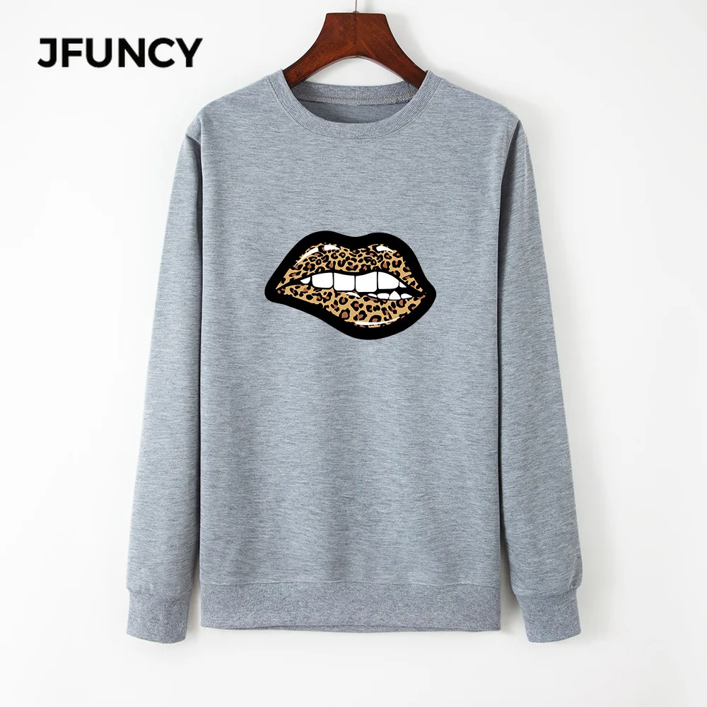 

JFUNCY Plus Size Women Hoodies O-Neck Long Sleeve Female Pullover Woman Casual Hoody 2020 Sexy Lips Print Mujeres Sweatshirt