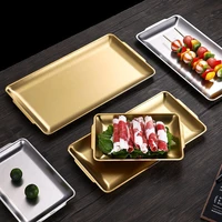 thicken stainless steel food storage shallow trays bbq sushi flat dish bread pastry baking pan kitchen fruit vegetable plate