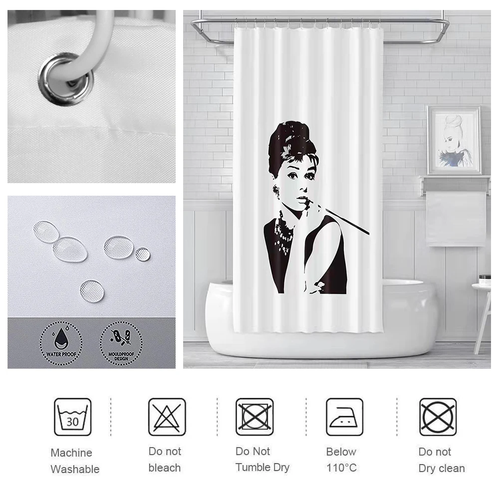 Штора для душа Одри Хепберн с принтом водонепроницаемые Портретные занавески