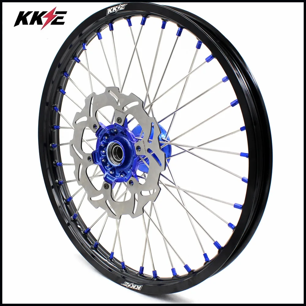 KKE 21/19 Литые колеса мотоцикла обода Набор для YAMAHA YZ125/250 99-19 YZ250F 2001- YZ450F 2003- синяя звездочка
