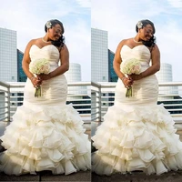 plus size wedding dresses mermaid 2023 vestido de noiva sweetheart ruffle organza bridal gowns for black girls women
