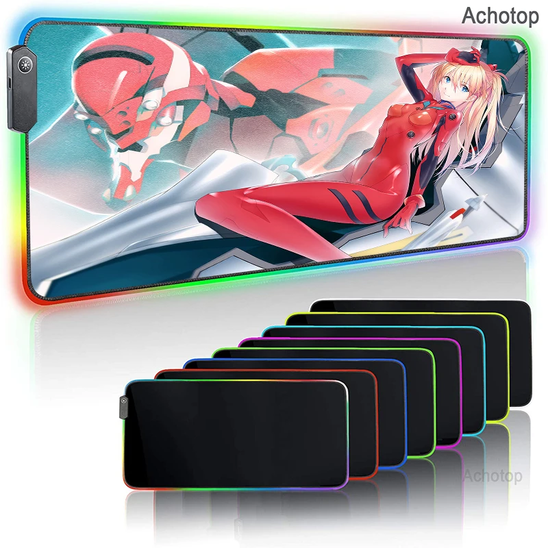 

Anime Evangelion Mouse Pad RGB Cute Girl Mousepad XXL Laptop Office PC Gaming Accessories LED Gaming Mouse Pad Desk Keyboard Mat