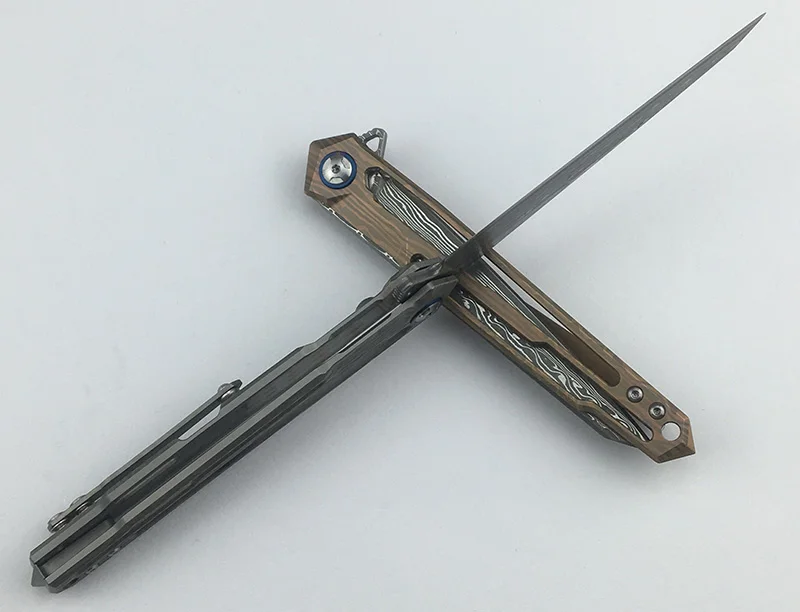 Складной нож LEMIFSHE JR7394 складной VG10 дамасское лезвие рукоятка из титанового сплава