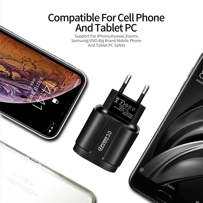18W USB Fast Charger For iPhone 12 Samsung Xiaomi Mobile Phone Chargers Quick Charge 4.0 3.0 FCP SCP EU US USB Fast Charging
